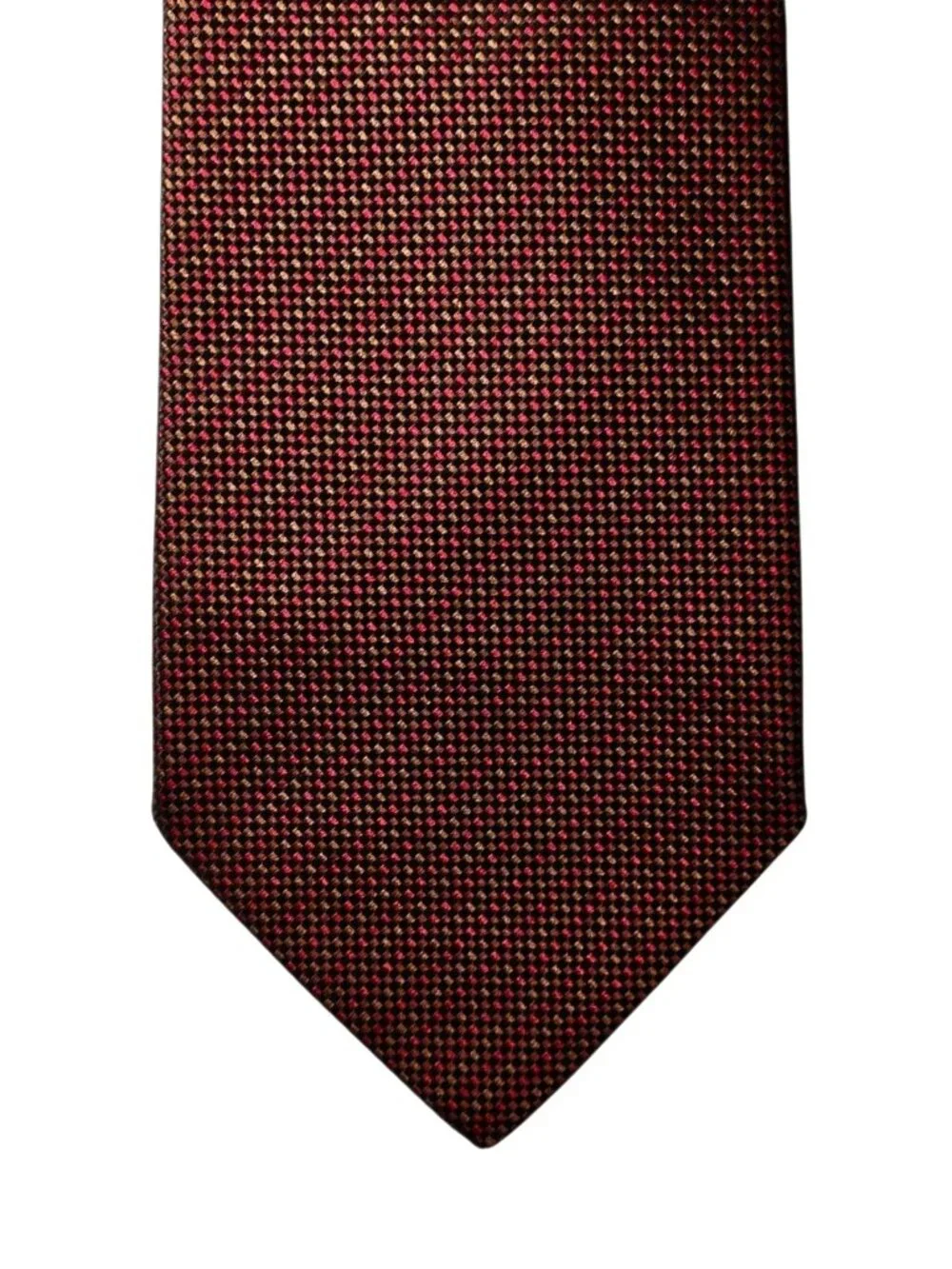 Charvet Place Vendome Necktie Tie Red Brown Yellow Black Silk Made in France